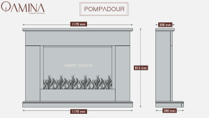 QAMINA - Dimensions cheminee électrique POMPADOUR