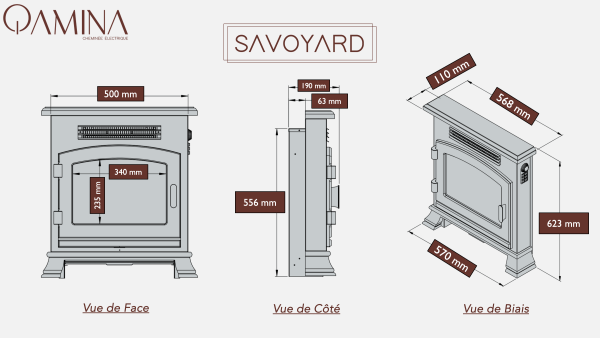 QAMINA - Dimensions poele SAVOYARD