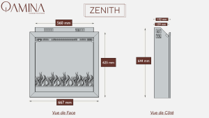 QAMINA - dimensions insert electrique ZENITH