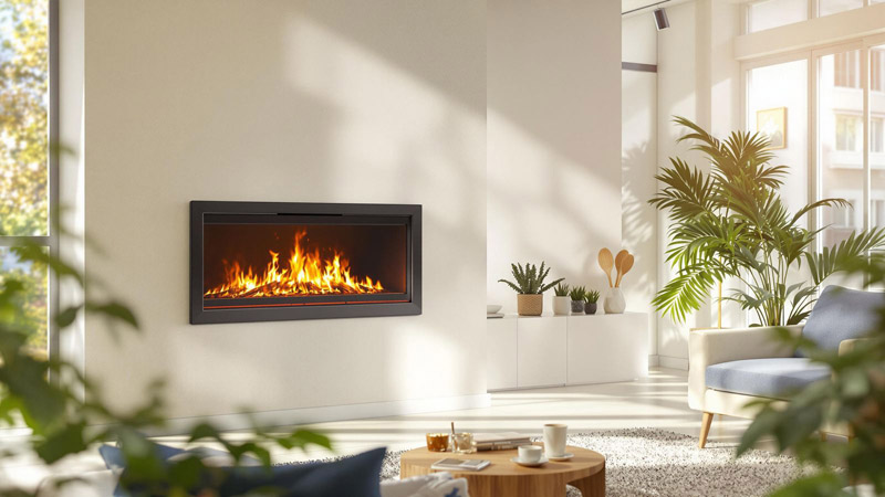 cheminée électrique en mode chauffage