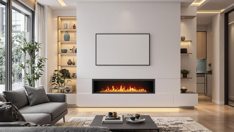 installation d'une cheminée électrique dans le salon
